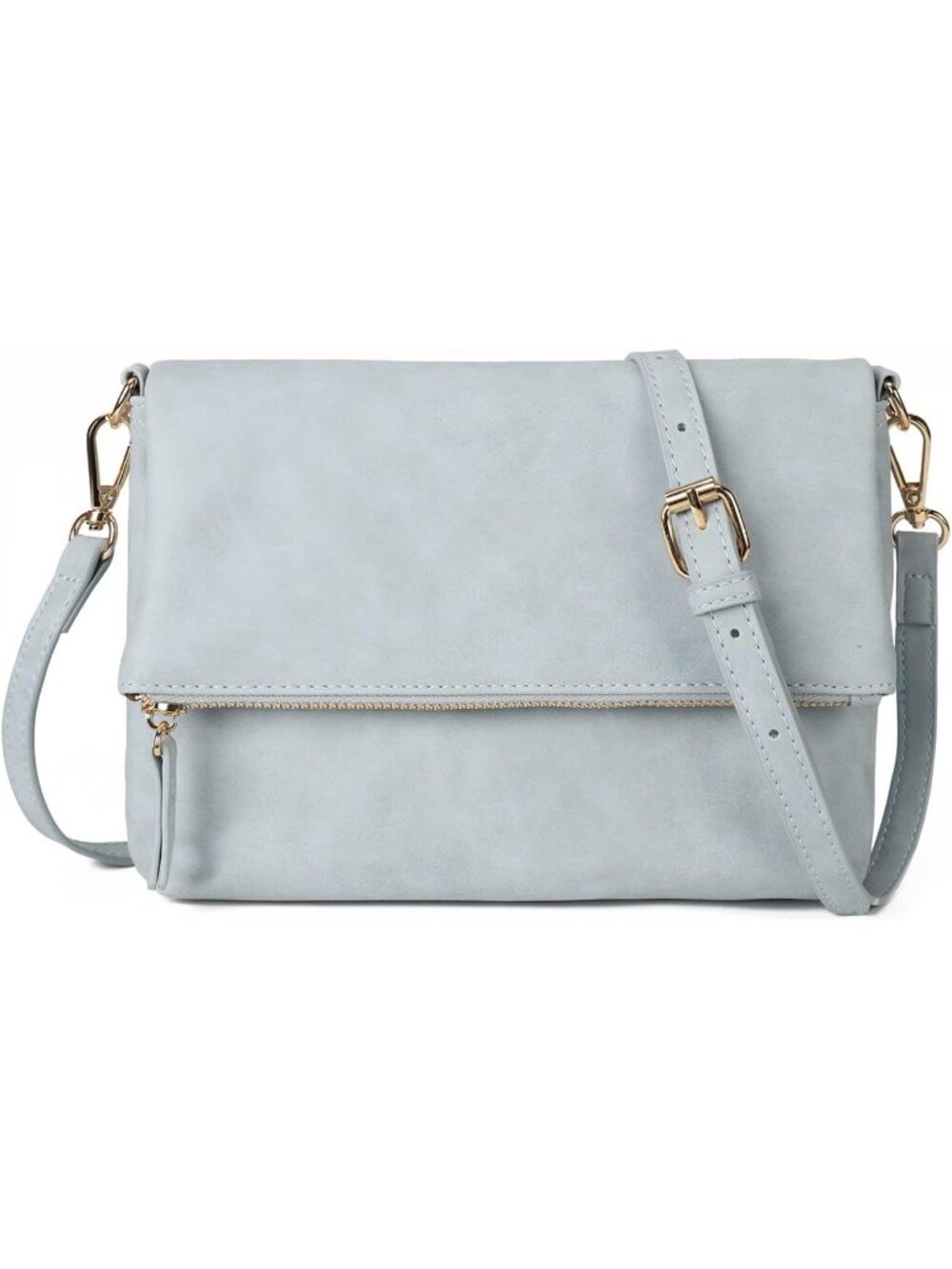 Women's Light Grey PU Leather Crossbody Bag Purse Shoulder Adjustable Strap